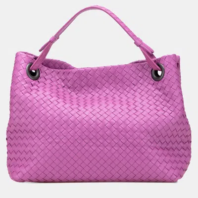 Pre-owned Bottega Veneta Purple Medium Nappa Intrecciato Garda Tote