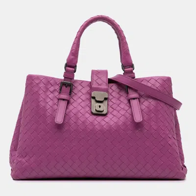 Pre-owned Bottega Veneta Purple Medium Nappa Intrecciato Roma Satchel