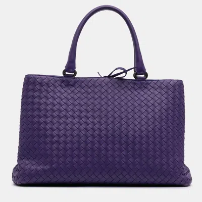 Pre-owned Bottega Veneta Purple Nappa Intrecciato Milano Tote