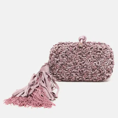 Pre-owned Bottega Veneta Purple Satin And Suede Limited Edition 01/50 Knot Clutch