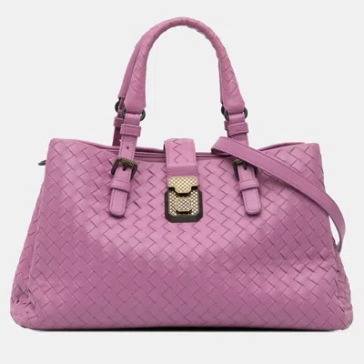 Pre-owned Bottega Veneta Purple Small Nappa Intrecciato Roma Satchel