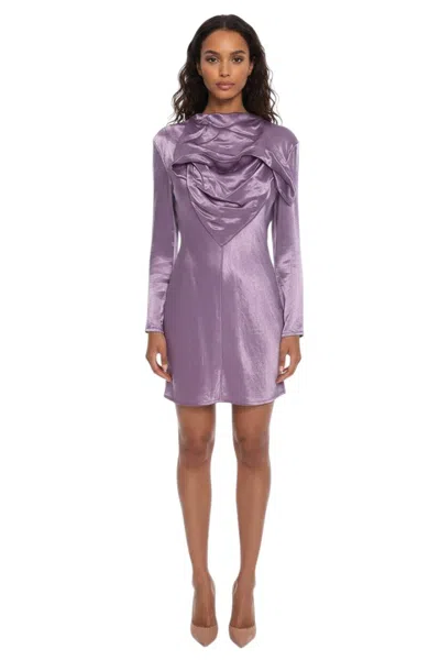 Bottega Veneta Purple Solid Round Neck Mini Dress