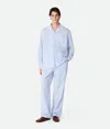 Bottega Veneta Pyjama En Popeline De Coton À Rayures In Blue