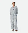 Bottega Veneta Womens  Relaxed-fit Multi-stripe Silk Pyjama Set In Admiral/brown