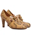 Bottega Veneta Python-embossed Leather Pumps In Brown