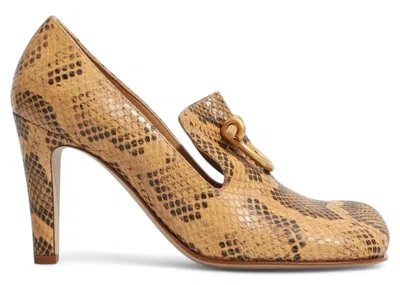 Pre-owned Bottega Veneta Python Leather Pattern Pumps (women's) Sneakers In Brown