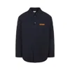 Bottega Veneta Quilted Cotton Overshirt With Front Pocket And Rounded Hem In Blue
