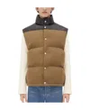 Bottega Veneta Cotton Sleeveless Down Jacket With Lambskin Detail In Brown