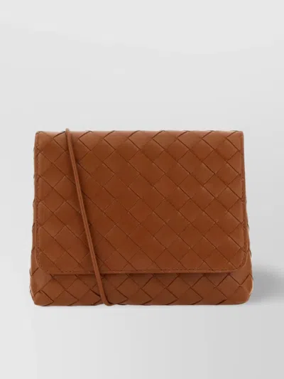 Bottega Veneta Quilted Chain Strap Rectangular Clutch Bag In Brown