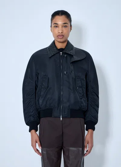 Bottega Veneta Quilted Collar Bomber Jacket In Black