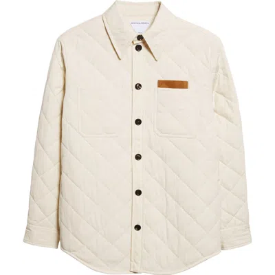 Bottega Veneta Quilted Cotton Blend Overshirt In Neutral