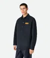 Bottega Veneta Quilted Cotton Overshirt With Front Pocket And Rounded Hem In Blue