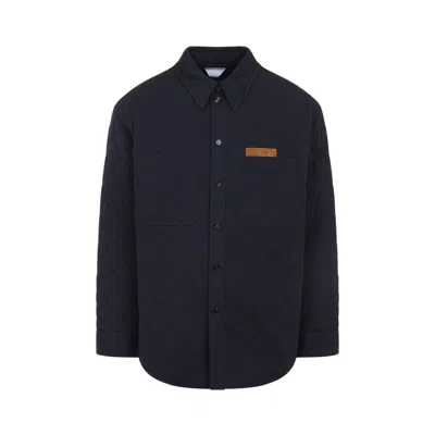 Bottega Veneta Quilted Cotton Overshirt In Blue