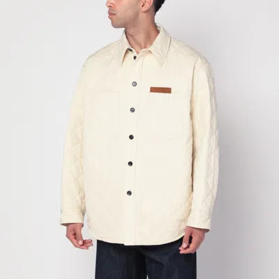 Bottega Veneta Quilted Jacket With Intrecciato Detail In White
