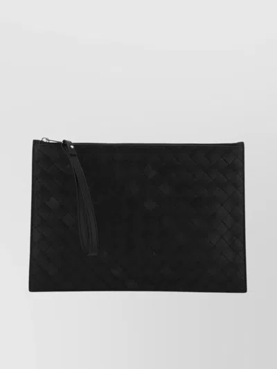 Bottega Veneta Quilted Leather Clutch With Wristlet Pull In Metallic