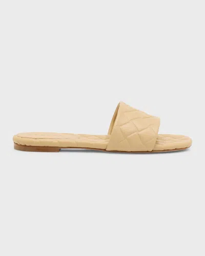 Bottega Veneta Quilted Leather Flat Slide Sandals In Cane Sugar