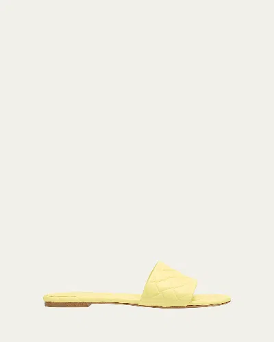 Bottega Veneta Quilted Leather Flat Slide Sandals In Sherbert