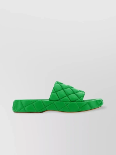 Bottega Veneta Green Quilted Leather Flat Sandals