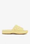 Bottega Veneta Flat Sole Padded Leather Sandals In Lemonade