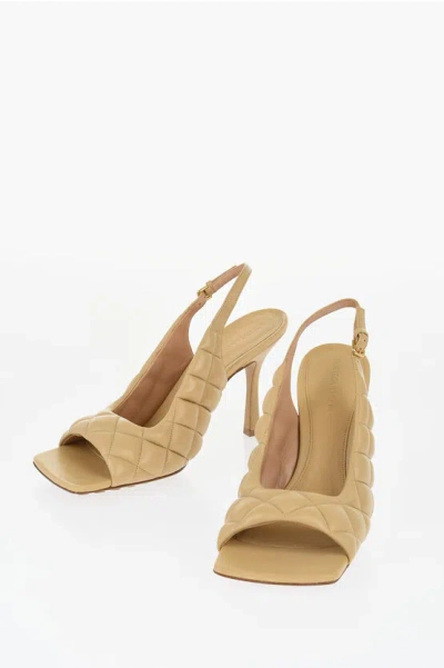 Bottega Veneta Quilted Leather Slingback Sandals With Squared Toe 11cm In Neutral