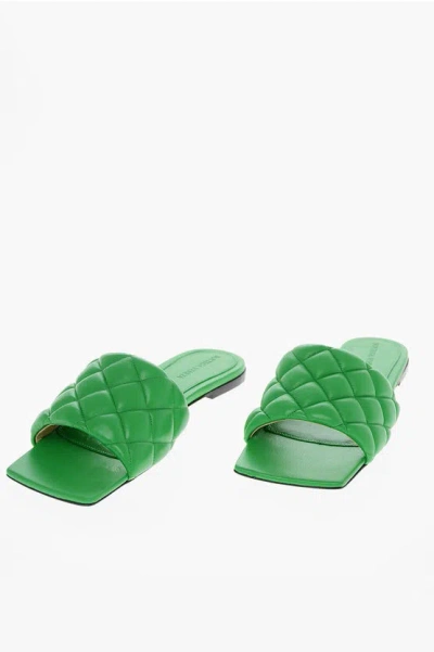 Bottega Veneta Quilted Leather Slippers In Green