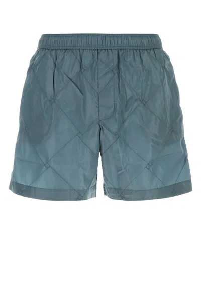 Bottega Veneta Quilted Nylon Swimming Shorts In Blue