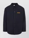 Bottega Veneta Quilted Cotton Overshirt With Front Pocket And Rounded Hem In Blue