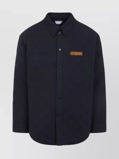 BOTTEGA VENETA QUILTED OVERSHIRT LEATHER DETAIL