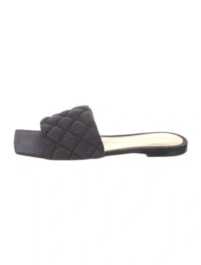 Pre-owned Bottega Veneta Quilted Pattern Denim Slides In Blue