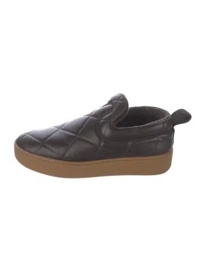 Pre-owned Bottega Veneta Quilted Pattern Leather Flats In Black