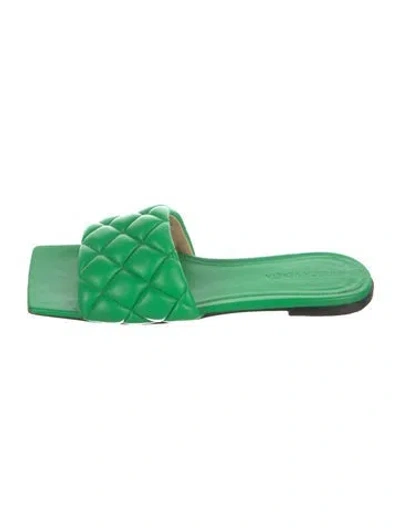 Pre-owned Bottega Veneta Quilted Pattern Leather Flats In Green