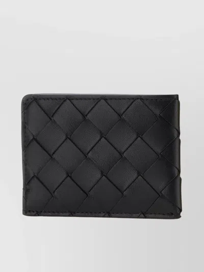 Bottega Veneta Quilted Rectangular Leather Cardholder In Blackgold
