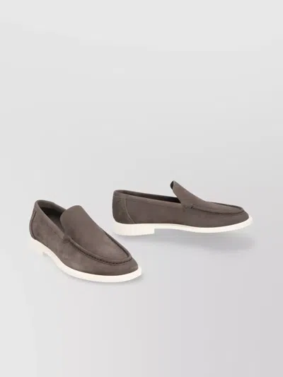 Bottega Veneta Quilted Suede Loafers Contrast Sole In Light Graphite