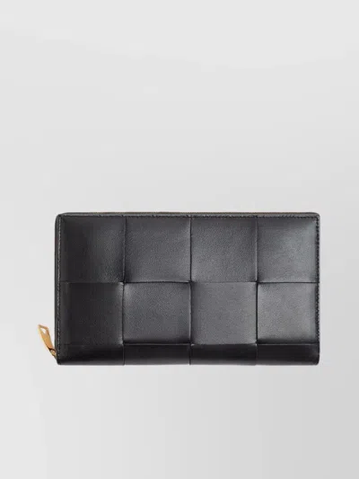 Bottega Veneta Quilted Zip-around Wallet With Card Slots In Black