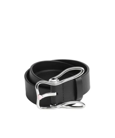 Bottega Veneta Rabbit Buckle Belt In Black