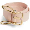 Bottega Veneta Rabbit Buckle Leather Belt In 6817 Cameo-muse Brass