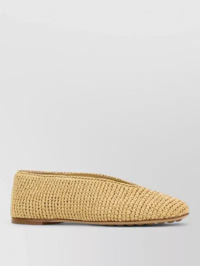 Bottega Veneta Raffia Ballerina Shoes Woven Texture Flats In Neutral