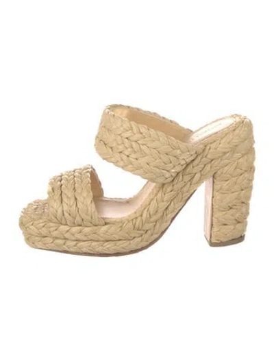 Pre-owned Bottega Veneta Raffia Braided Accents Espadrilles In Neutral