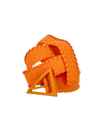 Bottega Veneta Raffia Buckle Belt In Orange