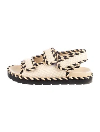 Pre-owned Bottega Veneta Raffia Patterned Gladiator Sandals In Neutral