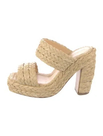 Pre-owned Bottega Veneta Raffia Patterned Mules In Neutral