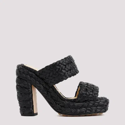 Bottega Veneta Raffia Sandals With 12cm Heel Height In Black