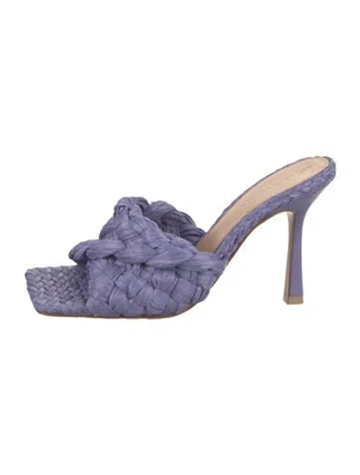 Pre-owned Bottega Veneta Raffia Slides In Blue