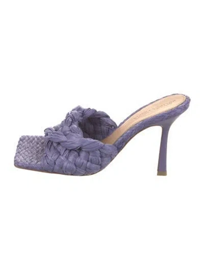 Pre-owned Bottega Veneta Raffia Slides In Purple