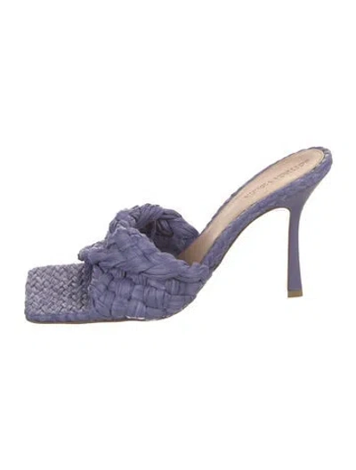 Pre-owned Bottega Veneta Raffia Slides In Purple