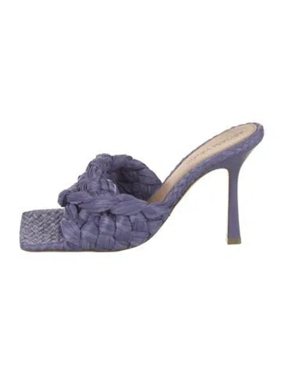 Pre-owned Bottega Veneta Raffia Slides In Purple