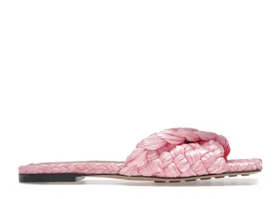 Pre-owned Bottega Veneta Raffia Stretch Flat Sandals (women's) Sneakers In Blossom In Pink