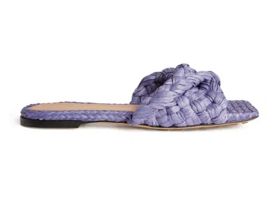 Pre-owned Bottega Veneta Raffia Stretch Flat Sandals (women's) Sneakers In Lavender In Purple