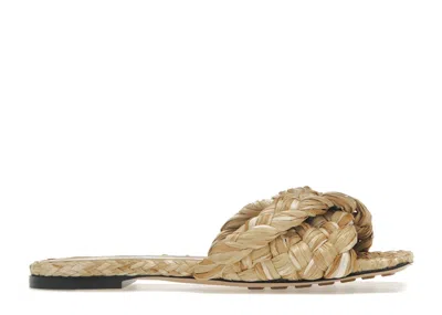 Pre-owned Bottega Veneta Raffia Stretch Flat Sandals (women's) Sneakers In Macadamia