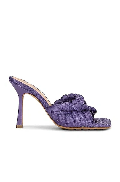 Bottega Veneta Purple Raffia Stretch Heeled Mules
